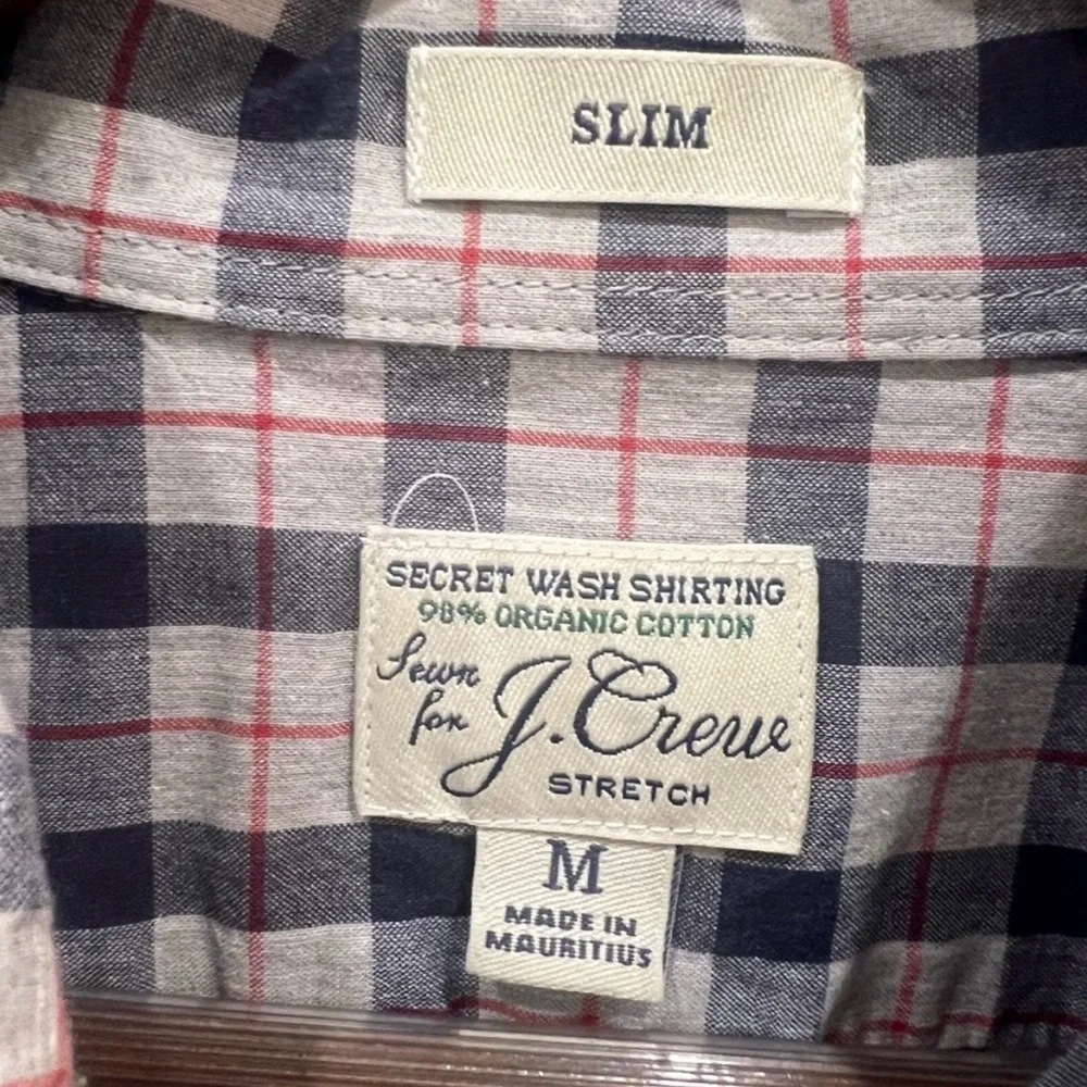 J.Crew Men’s Slim Fit Organic Cotton Plaid Button-Down Shirt Medium